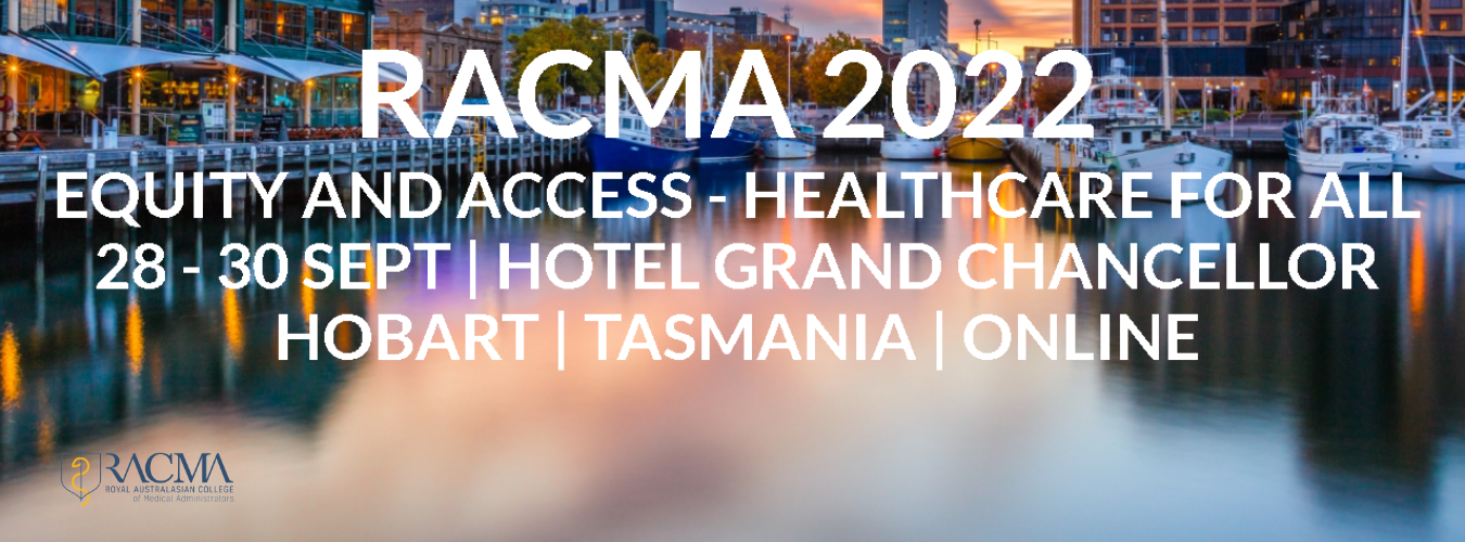 Hobart boat marina with RACMA 2022 logo